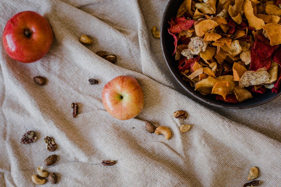 Apples, dried fruit and nuts ready for autumn baking
