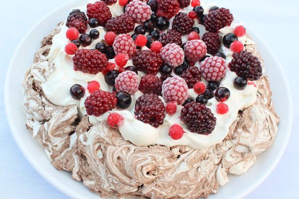 Chocolate and Vanilla Berry Pavlova – Recipe