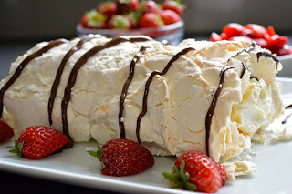 Meringue Roulade with Elderflower Infused Strawberries – Recipe